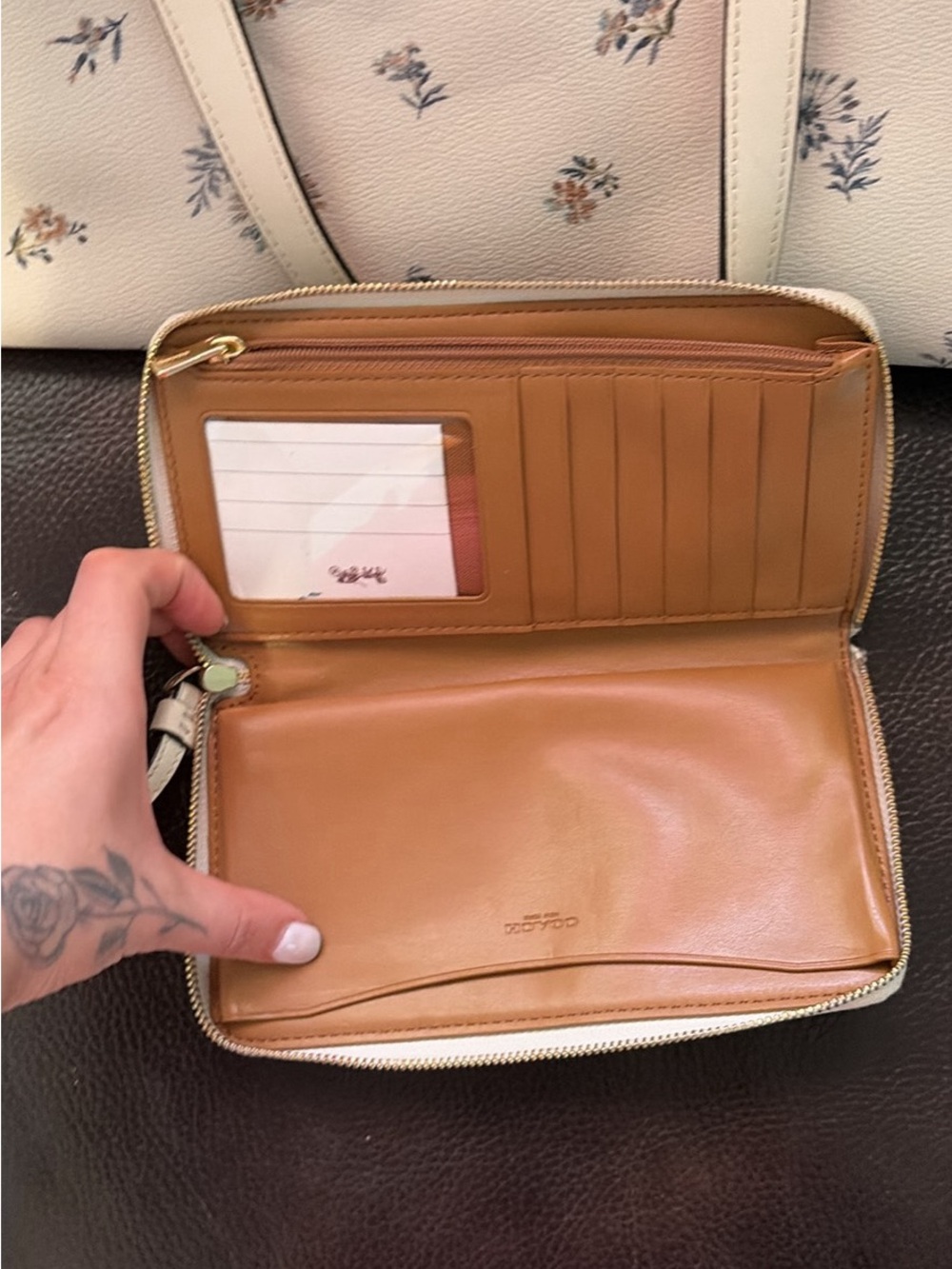 Coach Tan Zip-Around Leather Wallet